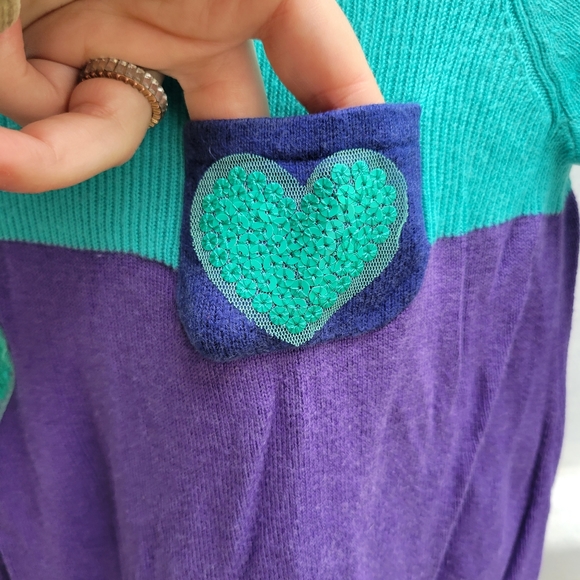 Girls knit tunic top dress with sequin and tulle hearts stripes size 6 - Picture 6 of 6